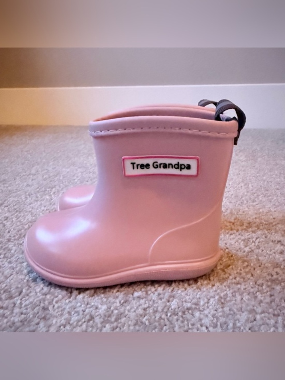 Tree Grandpa toddler size 13 pink rain boots